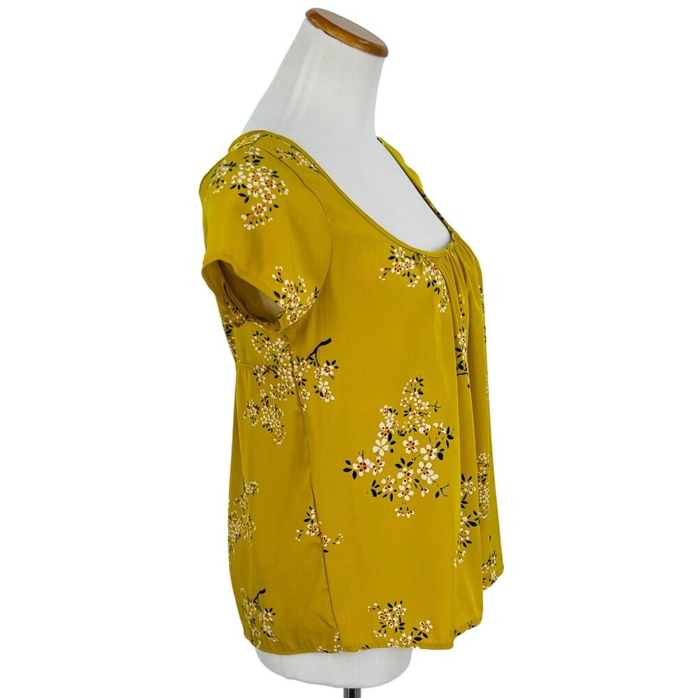 NWT Vintage Y2K Charlotte Russe Yellow Floral Print Cutout Open Back Blouse Top - Picture 4 of 10